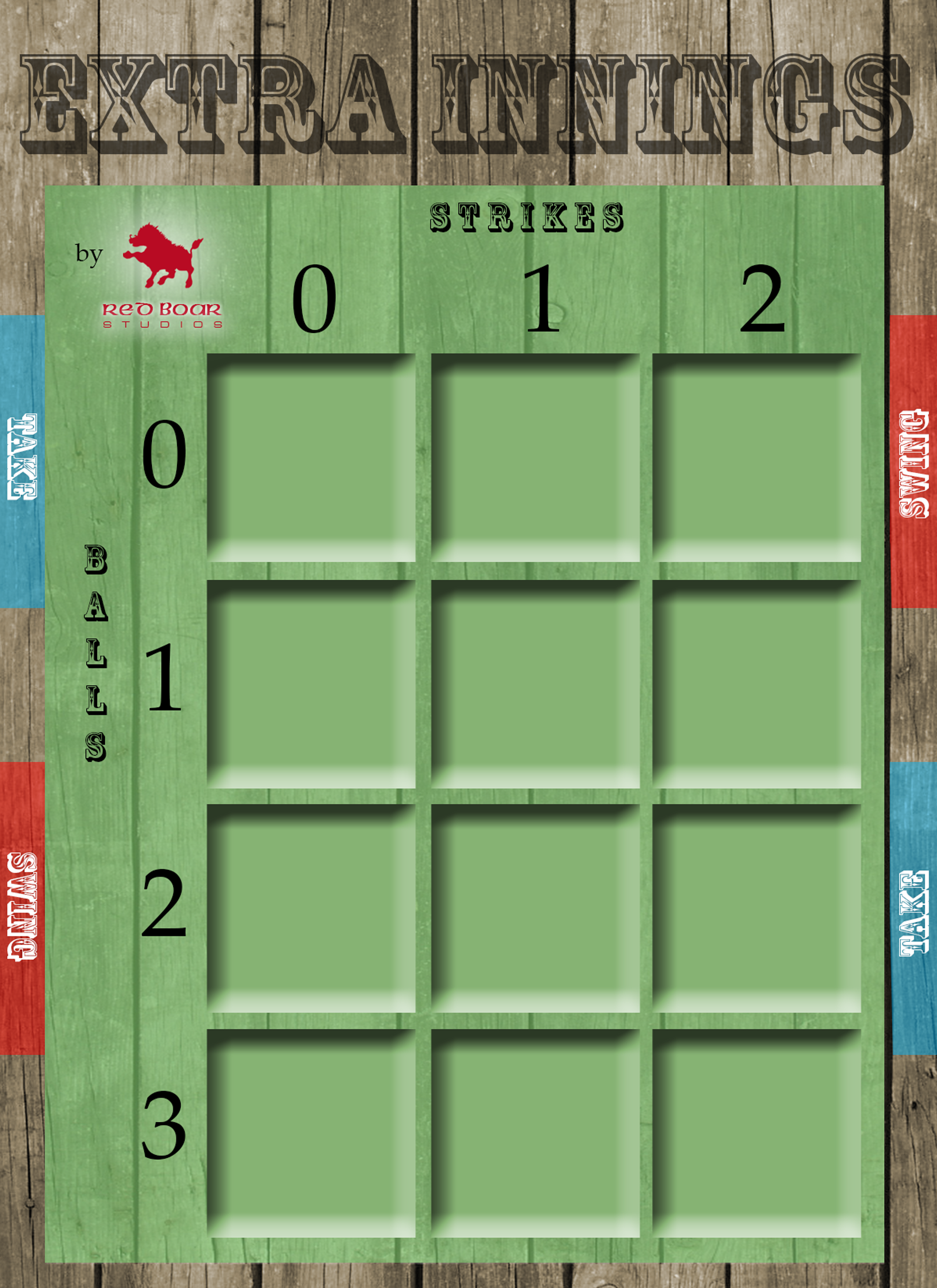 The expansion board for Extra Innings comes with - yes, baseball cards! - to select pitches for the fielding team and swing choices for the batting team. Keep track of balls and strikes for each at bat.